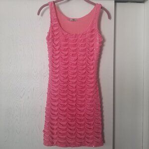 3/$15 Issi Size S Pink Ruffled Dress Bodycon Tank Sleeveless Sequins